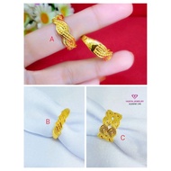 cincin rotan 1 dan 1/2 suku lapis emas 24k