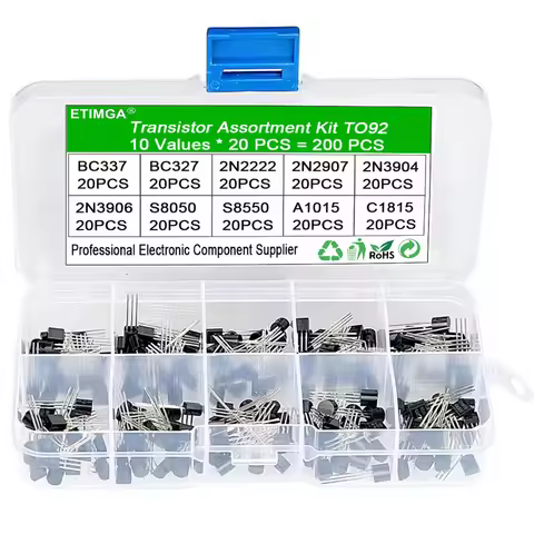 200PCS 10 Values Transistor Assortment Kit To92 DIY 2N2222 2N2907 BC337 BC327 C1815