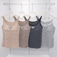 Spaghetti Strap Top Model H0035 Plus Size Striped Shirt Women's Tank Soft Fabric Slim Fit Summer Fas