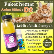 paket hemat d2 amino 100ml obat vitamin virus calici panle diare muntah sariawan kucing