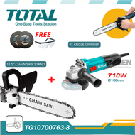 TOTAL TG107100763-8 4" Angle Grinder 710W with Chainsaw Stand 11.5" + FREE Gifts