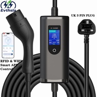 Evthsla Type2 3.5kW Portable Charger 10m Cable with WIFI APP Control 13A 3.5KW EV Charger with UK 3P