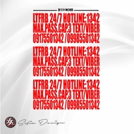 1Set LTFRB 24/7 HOTLINE STICKER CUT OUT VINYL STICKER (RED COLOR) 3 PCS.FOR LEFT, RIGHT AND BACK SID