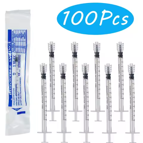 100Pcs 1ml/1cc Luer Lock Syringe Sterile ,Lab Sampler Tools Glue Dispenser for Scientific Test,Feedi