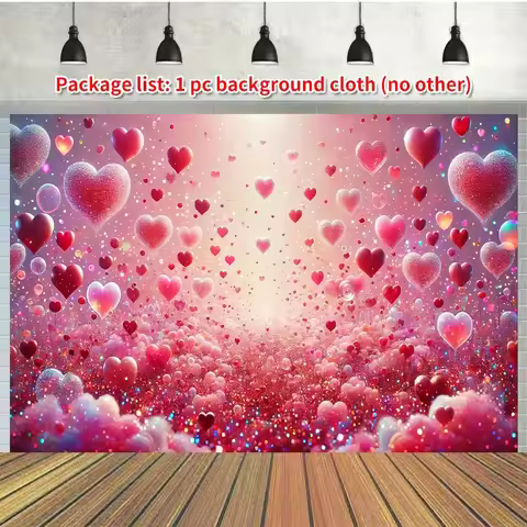 2D flat, 1 vibrant heart-shaped theme polyester photography background - Valentine's Day, birthday a