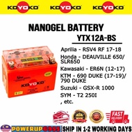 YTX12A-BS YTX12A BTX9 KOYOKO NANOGEL BATTERY BATERI GEL GSX R1000 T2 250I ER6N 12-17 690 790 DUKE YU