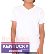 Kentucky V- Neck T-Shirt Plain White for Kids Unisex