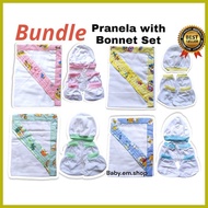 ♆ ↕ ┇ PRANELA WITH BONNET SET 3-1 for baby 0-6 months / Newborn Hooded Pranela with Bonnet/Mittens/