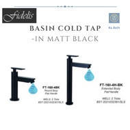 [SG Seller] Fidelis Brand Basin Cold Tap in Matt Black Round body handle for undermount/Top mount Basin Tap