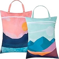 Pack of 2 Laundry Bag Travel, 46 x 58 cm Wetbag with Handle & Zip, Reusable Wet Bag for Dirty Laundr
