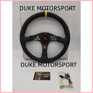 ♞,♘OMP Ralliart Tommi Makinen Sport Steering Wheel Leather Flat TME WRC Mitsubishi 350MM