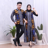 BB Baju Batik Couple Batik Pasangan Modern Couple LONGCARDY AYAMIA Blue BATIK Campus SET COUPLE BATIK Weaving