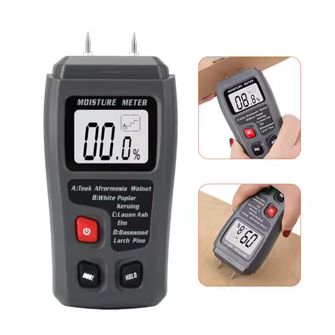 Measuring Tool Timber Damp Detector with Large LCD Display Digital Wood Moisture Meter 0-99.9% Two P