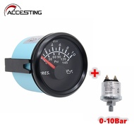 52mm 0-10 Bar 0-145 PSI Waterproof Oil Pressure Gauge for Marine Truck,Marine Machinery Oil Pressure