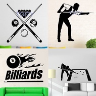 Billiards Wall Stickers Hobbies Sports Leisure Entertainment Vinyl Decal Cave Pool Club Cue Player P