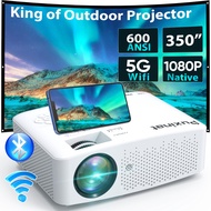 Native 1080P 19000 Lumens 5G WiFi Bluetooth Projector, 600ANSI Outdoor Movie Proyector Supports 4K, 