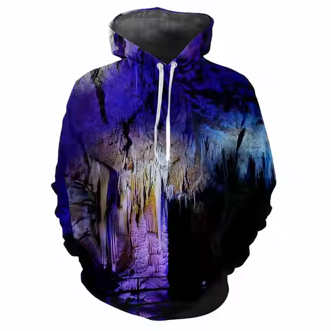Fashion men's Printed Pigment Pattern Sportswear Casual Long Sleeve Design Hooded Thick Fabric Tops 