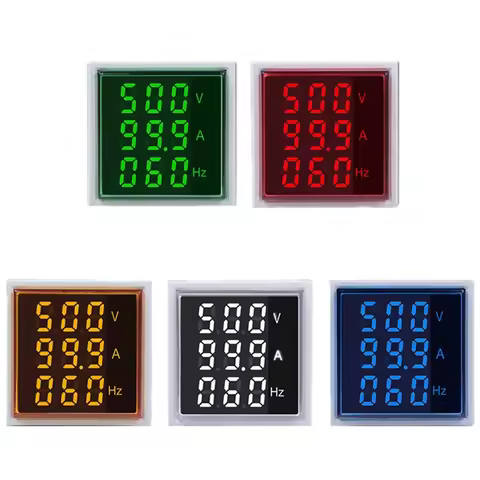 3 in 1 Square LED Digital Voltmeter Ammeter Hertz Meter AC50-380V Signal Lights Voltage Current Freq
