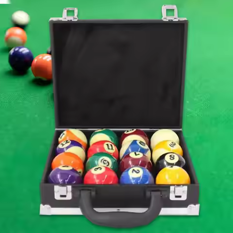 Pool Ball Storage Box PU Leather Aluminum Edge Billiards Accessories Organizer with Handle for Adult