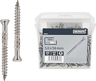 HELPMATE Terrace Screws 5 x 50 Stainless Steel A2 Rustproof - Pack of 500 Plank Screws + 2 T25 Bits 