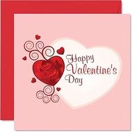 Valentines Day Card for Him and Her Cute Love Heart Romantic Valentines Card for Girlfriend Boyfrien