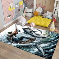 Fishing rug, kids bedroom decoration rug Modern art crackle living room rug, soft rug, washable inte