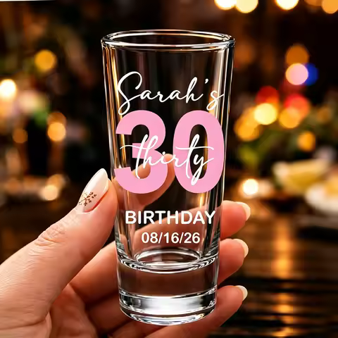 Personalized Birthday Shot Glass 21st 30th 40th 50th 60th Supplies 70 Years Old Party Favor Cup Cust