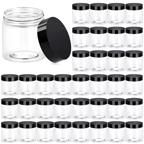 Round Clear Cosmetic Container Jars, Plastic Jars for Lotion Cream Ointments, Makeup Samples Pot, Tr