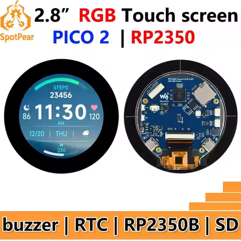 Raspberry Pi Pico 2 RP2350B 2.8 inch LCD Development Board RGB Display Round TouchScreen 480x480 LVG