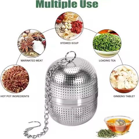 304 Stainless Steel Tea Filter with Chain Tea Filter for Cup/Teapot/Kettle Tea Ball Infuser Tea Ball