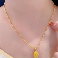 Gold Color Necklace Non-Fade Permanent Gold Color Durian Necklace Clavicle Chain Round Bead Gold Color Necklace 2024.4.8