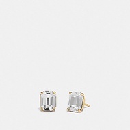Coach Emerald Cut Clear Stone Gold Tone Stud Earring | Subang Coach 耳环