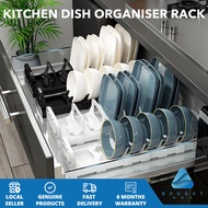 Adjustable 45cm Aluminum Plate Bowl Rack Versatile Space-Saving Organizer for Plates and Bowls