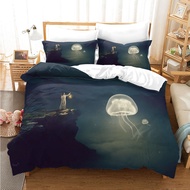 Art Animal Bedclothes 23 Piece Jellyfish Lamp Bedding Set with Duvet Cover and Pillowcase Cool 3D Animal Quilt Cover Full Size