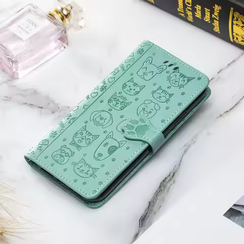 Emboss Leather Case For Sony Xperia 10 5 1 V IV III II I L4 XZ5 20 8 Lite ACE 3 2 Cartoon Cat Dog Wa