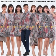 Modern Women's DRESS HIGH QUALITY DRESS KAFTAN BATIK SKR Gray SERIES/ PREMIUM SATIN BATIK SET Uniform BATIK/COUPLE BATIK EFREMI INDONESIA