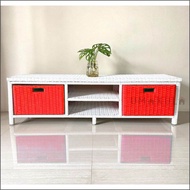 LEMARI RAK ROTAN SINTETIS WARNA WARNI 2 DVD SAMPING LACI
RANGKA PUTIH DAN COKLAT Murah / Buffet Ratt