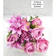 Artifical Rose Dahlia flower jambangan rose dahlia