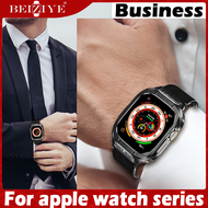 For apple watch Ultra / Ultra 2 49mm 9 8 7 6 SE สาย Mod Kit เคสโลหะ + หนังแท้ สายนาฬิกา For apple wacth band 49mm 44mm 45mm Luxury Modification Kit นาฬิกา สมาร์ทวอทช์ สาย + เคส