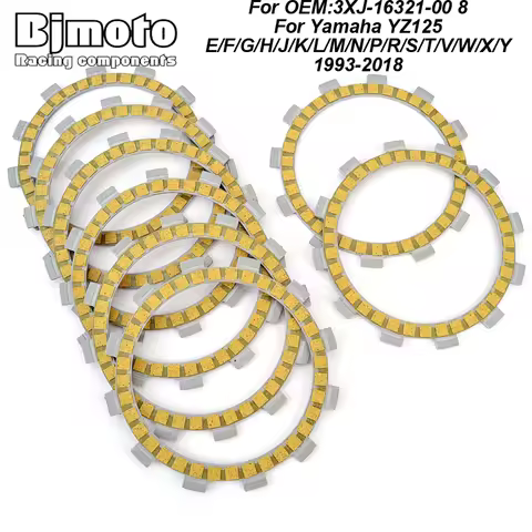 Motorcycle Clutch Friction Plates For Yamaha YZ125 E/F/G/H/J/K/L/M/N/P/R/S/T/V/W/X/Y 1993-2018 3XJ-1