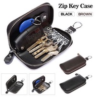 咖啡色 鑰匙包 男士拉鍊包 頭層牛皮汽車鑰匙包 商務腰掛鎖匙包