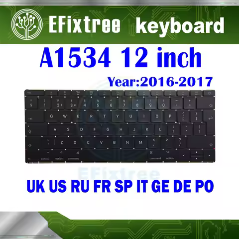 Laptop Keyboard US UK FR SP RU IT For Macbook 12inch A1534 Keycap Keyboard Replace and Repair EMC Ye