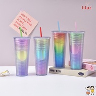 LAC Straw Water Bottle, Party Supplies with Straw Diamond Studded Cup, Durable 1000ml Plastic Starbuck Cup Travel Fitness