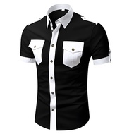 short sleeve men's shirt with luxurious chest pocket design - N87