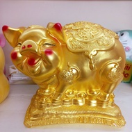Golden Pedestal Piggy Bank Savings tubeCNY (c22xd24xr18cm) - decorative feng shui piggy bank, gift