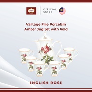 Vantage Fine Porcelain English Rose 8pcs Amber Jug Set | Premium Porcelain Jug & Mug Set Tableware