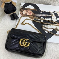 Gucci古馳 迷你 GG Marmont super mini黑金鍊條包