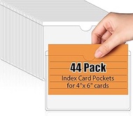 44 Pack Labels for Storage Bins, Adhesive Pockets, Index Card Pockets with Top Open for Loading, Cle