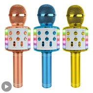 Karaoke Microphone Wireless Bluetooth Condenser For Phone Singing Children Home System Machine Cell Mobile Mic Micro RGB Mixer