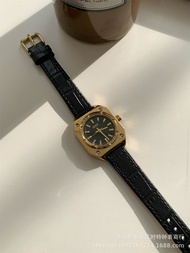 IEKE Medium Personalized Black Gold Square Watch Womens Simple Fashion High-end Genuine Leather Quar
